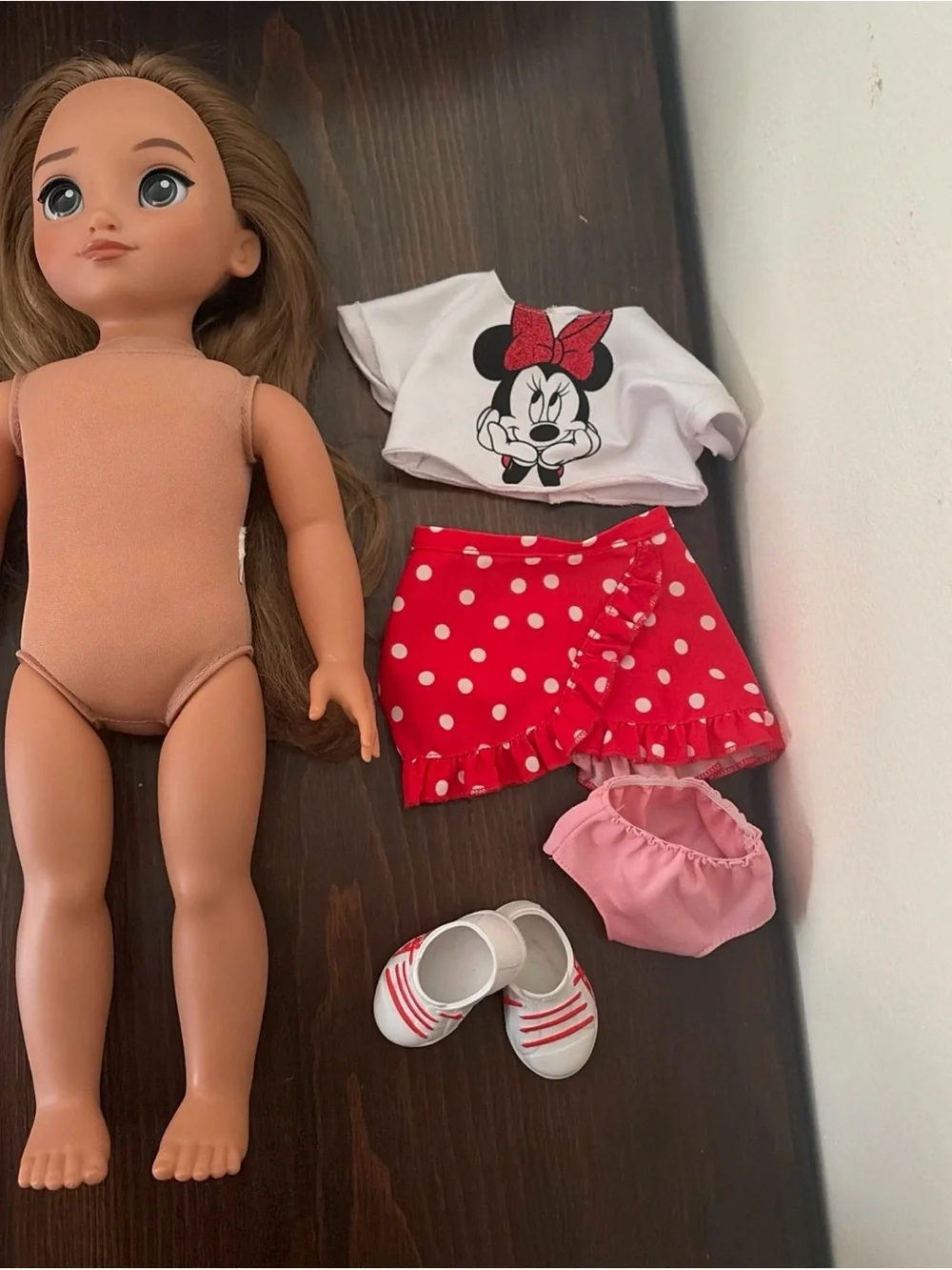 Disney ily Doll Outfit Red White Minnie Polka Dot Skirt